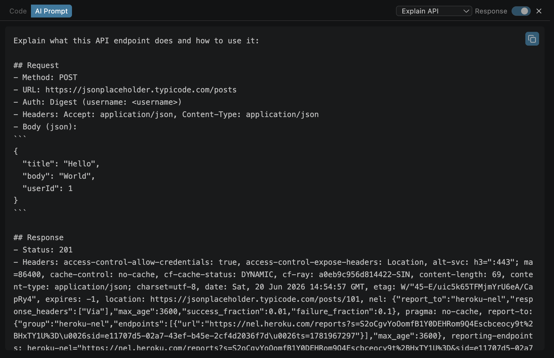 AI Prompt generator with dialect selector and generated prompt